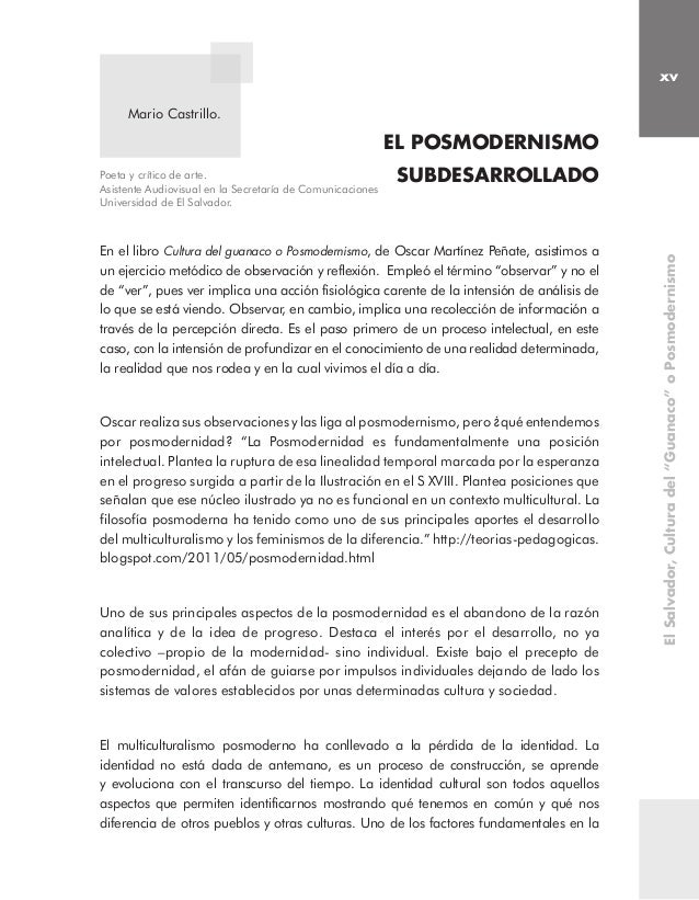 El Salvador Cultura del Guanaco o Posmodernismo